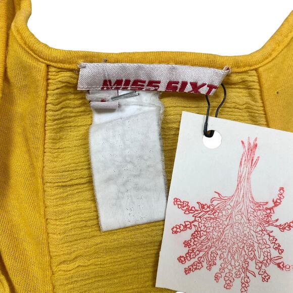 Vintage Miss Sixty Tank Top Yellow Floral Embroidered Women's Medium Fairy - Picture 6 of 8